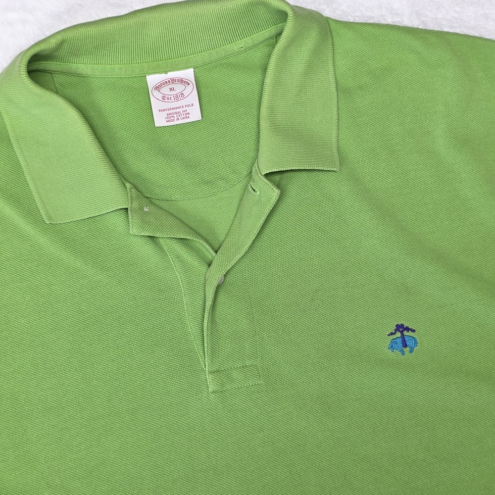 Brooks Brothers 1818 Performance Polo Men Sz XL Original Fit Green 100% Cotton